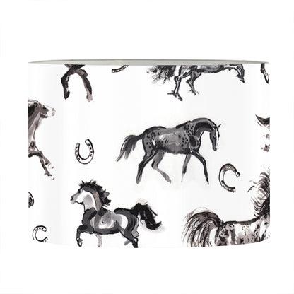 Watercolor Horse Pattern Print Drum Lamp Shade