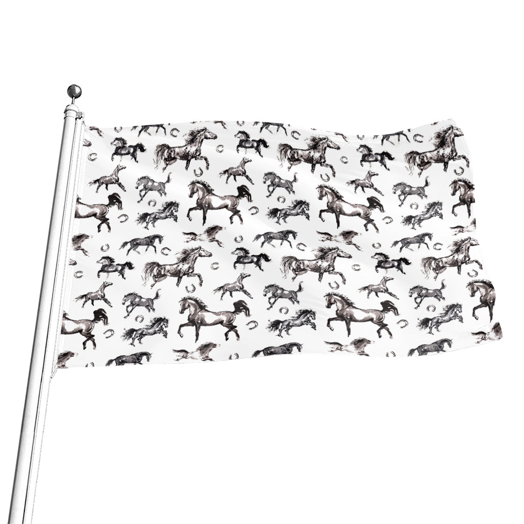 Watercolor Horse Pattern Print Flag