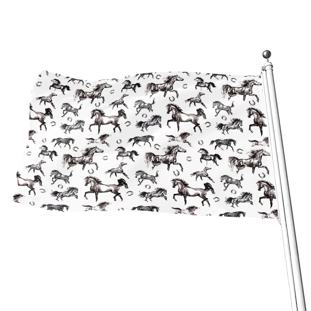 Watercolor Horse Pattern Print Flag