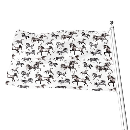 Watercolor Horse Pattern Print Flag