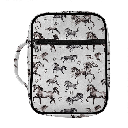 Watercolor Horse Pattern Print Front Pocket Bible Bag