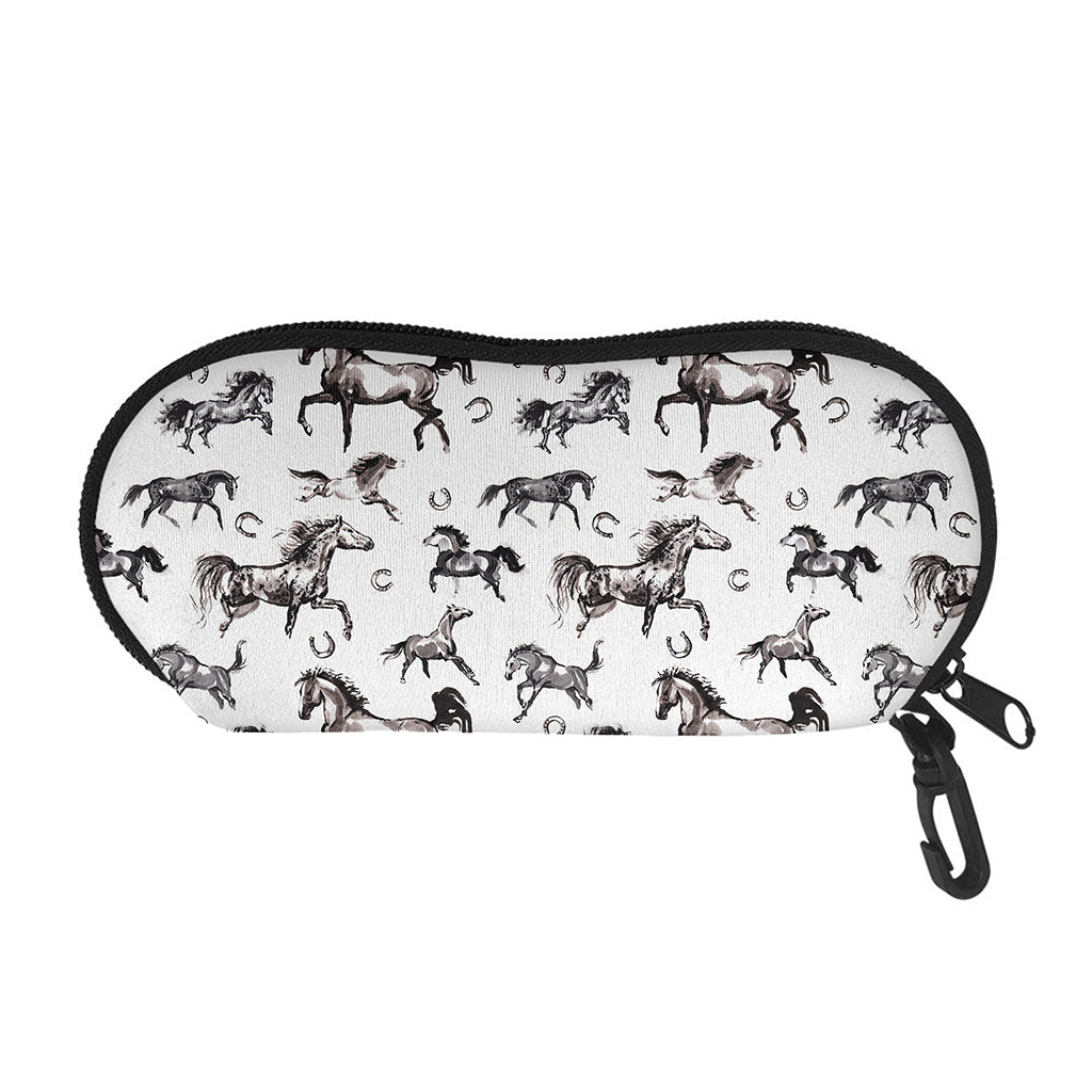 Watercolor Horse Pattern Print Glasses Case