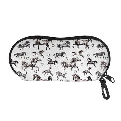 Watercolor Horse Pattern Print Glasses Case