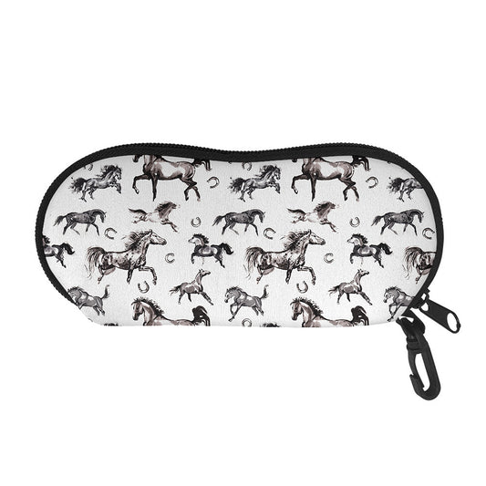 Watercolor Horse Pattern Print Glasses Case