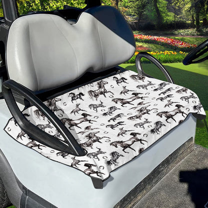 Watercolor Horse Pattern Print Golf Cart Seat Cover