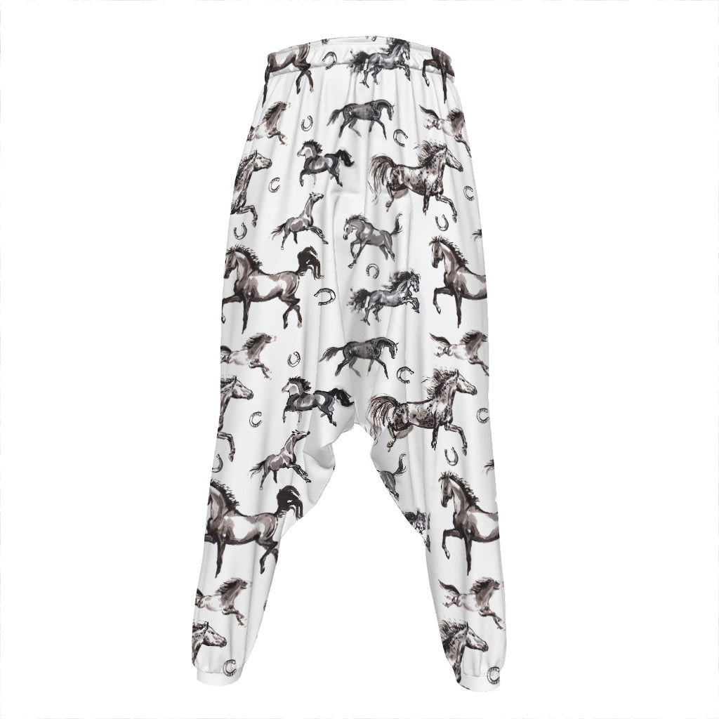 Watercolor Horse Pattern Print Hammer Pants
