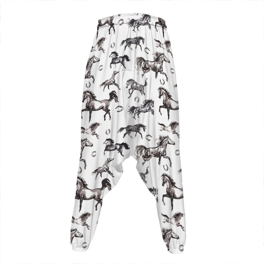 Watercolor Horse Pattern Print Hammer Pants