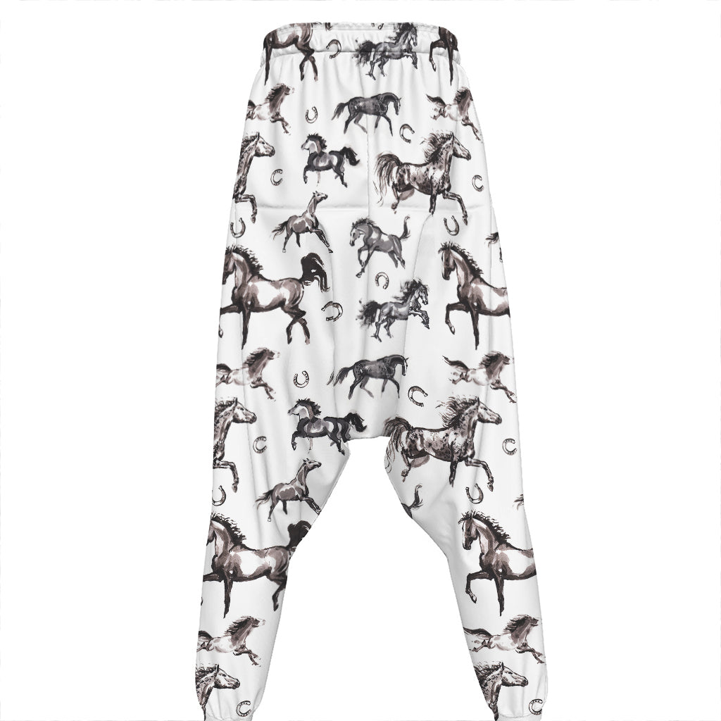 Watercolor Horse Pattern Print Hammer Pants