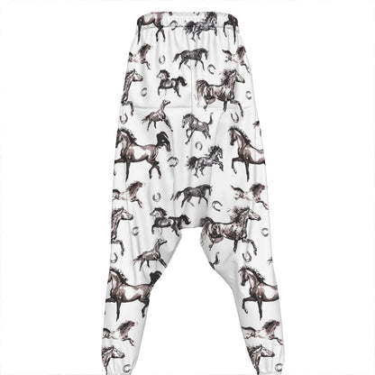 Watercolor Horse Pattern Print Hammer Pants