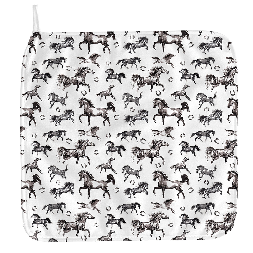 Watercolor Horse Pattern Print Hand Towel