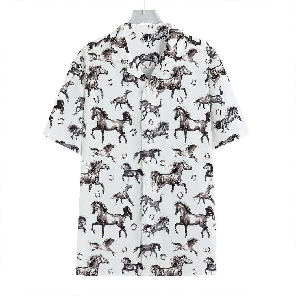 Watercolor Horse Pattern Print Hawaiian Shirt