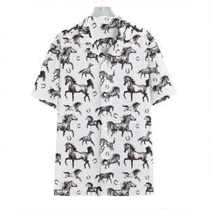 Watercolor Horse Pattern Print Hawaiian Shirt