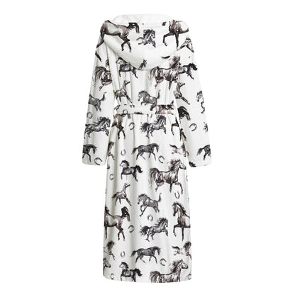 Watercolor Horse Pattern Print Hooded Bathrobe
