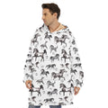 Watercolor Horse Pattern Print Hoodie Blanket