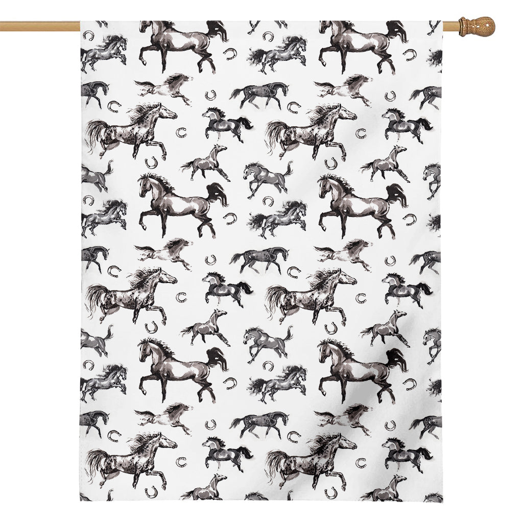 Watercolor Horse Pattern Print House Flag