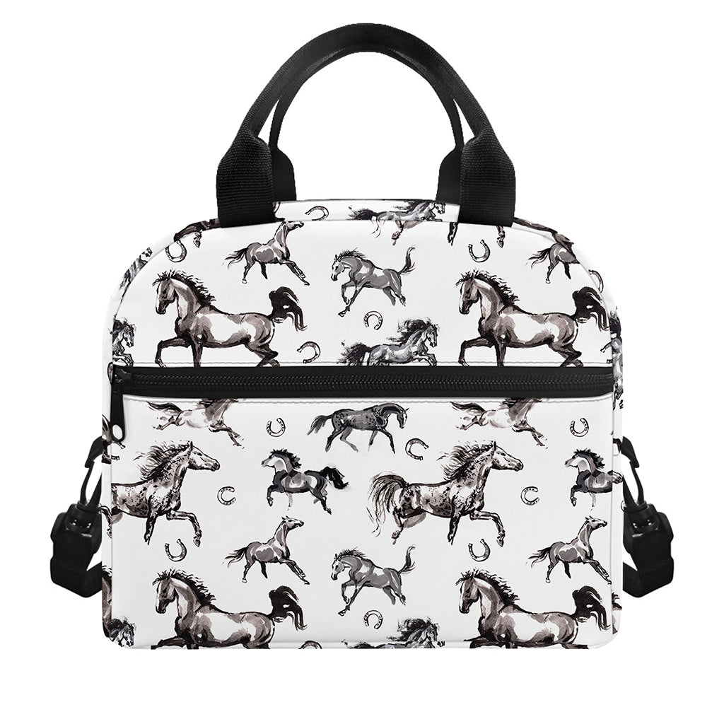 Watercolor Horse Pattern Print Insulated Lunch Bag
