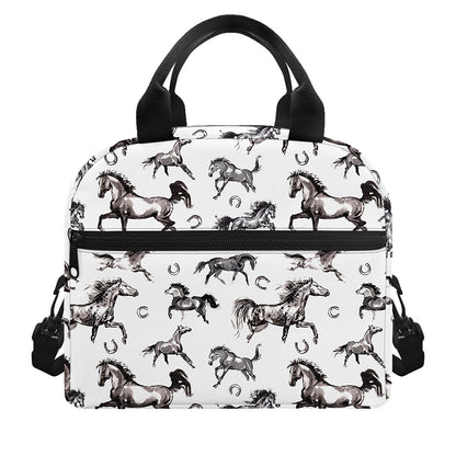 Watercolor Horse Pattern Print Insulated Lunch Bag