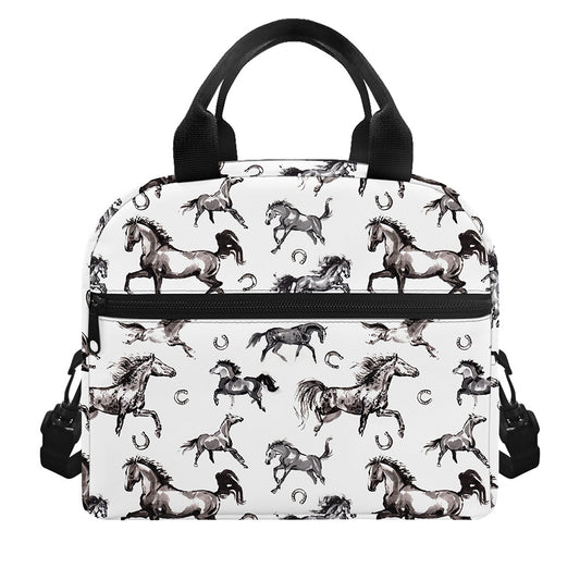 Watercolor Horse Pattern Print Insulated Lunch Bag