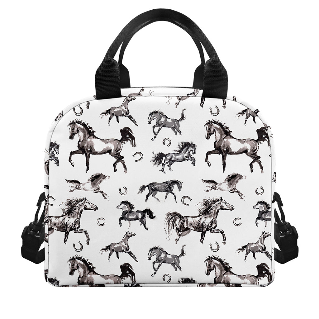 Watercolor Horse Pattern Print Insulated Lunch Bag