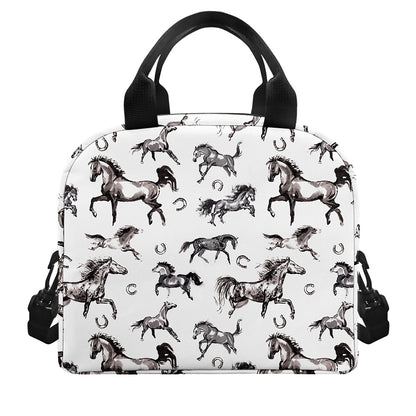 Watercolor Horse Pattern Print Insulated Lunch Bag