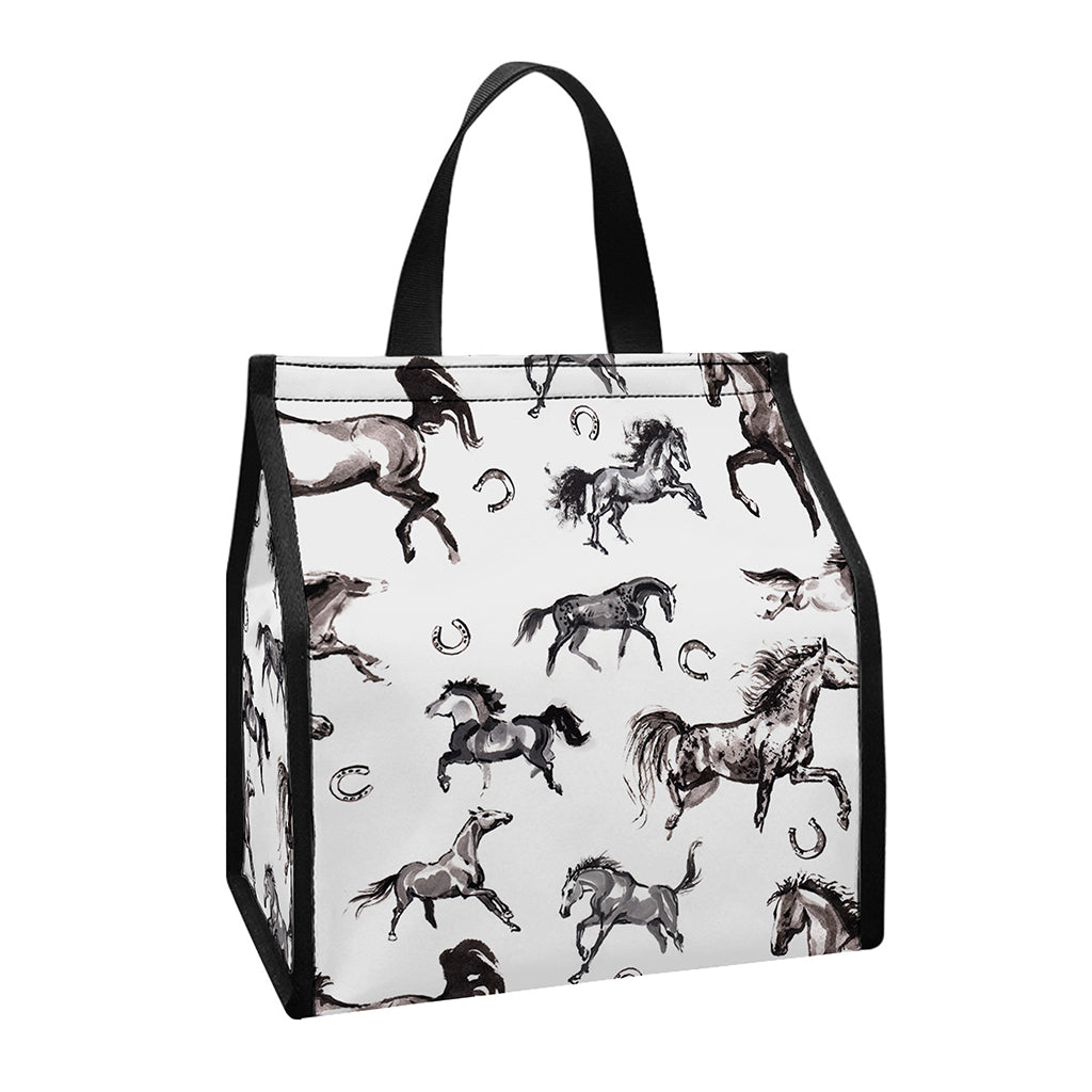 Watercolor Horse Pattern Print Insulated Lunch Tote