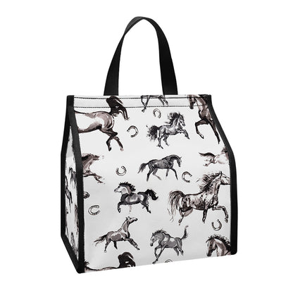 Watercolor Horse Pattern Print Insulated Lunch Tote
