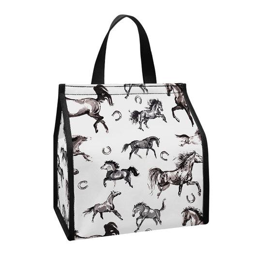 Watercolor Horse Pattern Print Insulated Lunch Tote