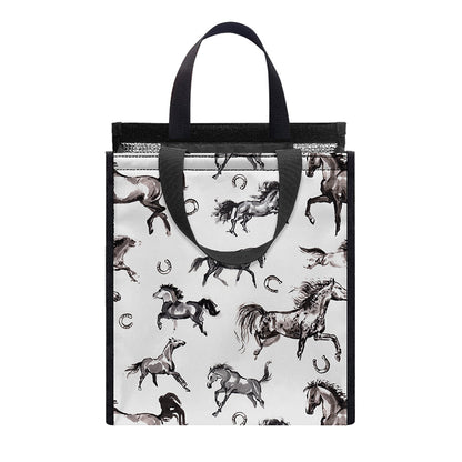 Watercolor Horse Pattern Print Insulated Lunch Tote
