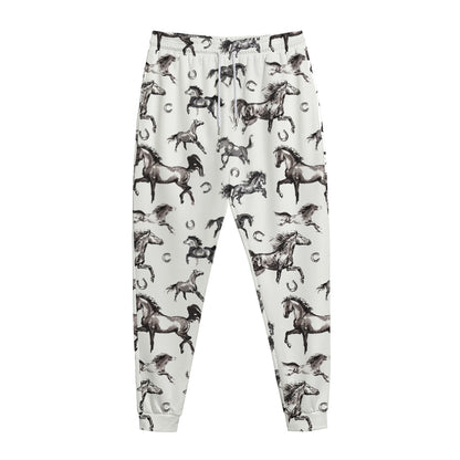 Watercolor Horse Pattern Print Jogger Pants