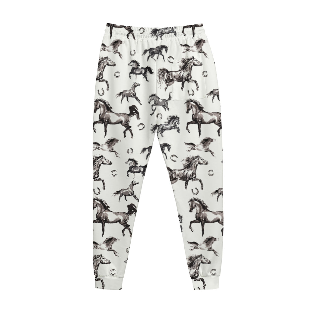 Watercolor Horse Pattern Print Jogger Pants