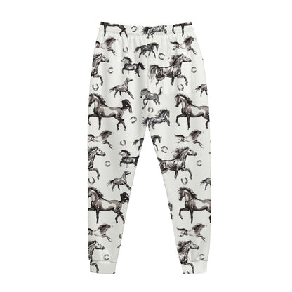 Watercolor Horse Pattern Print Jogger Pants