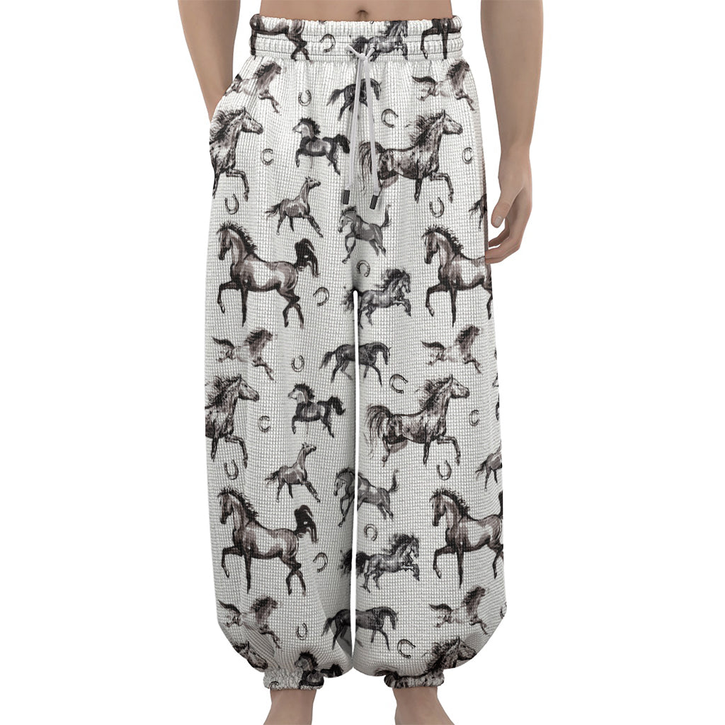Watercolor Horse Pattern Print Lantern Pants