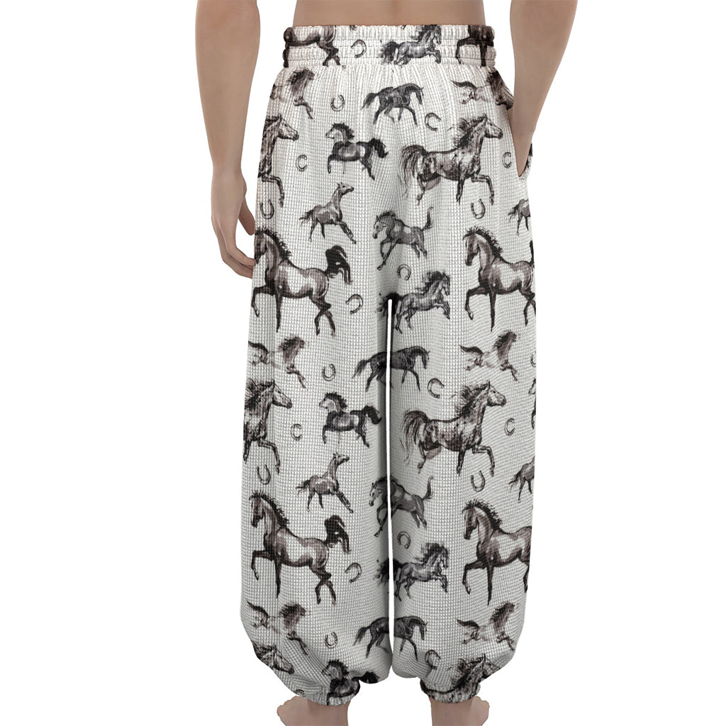 Watercolor Horse Pattern Print Lantern Pants