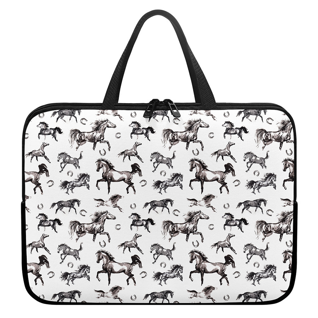 Watercolor Horse Pattern Print Laptop Sleeve With Handle
