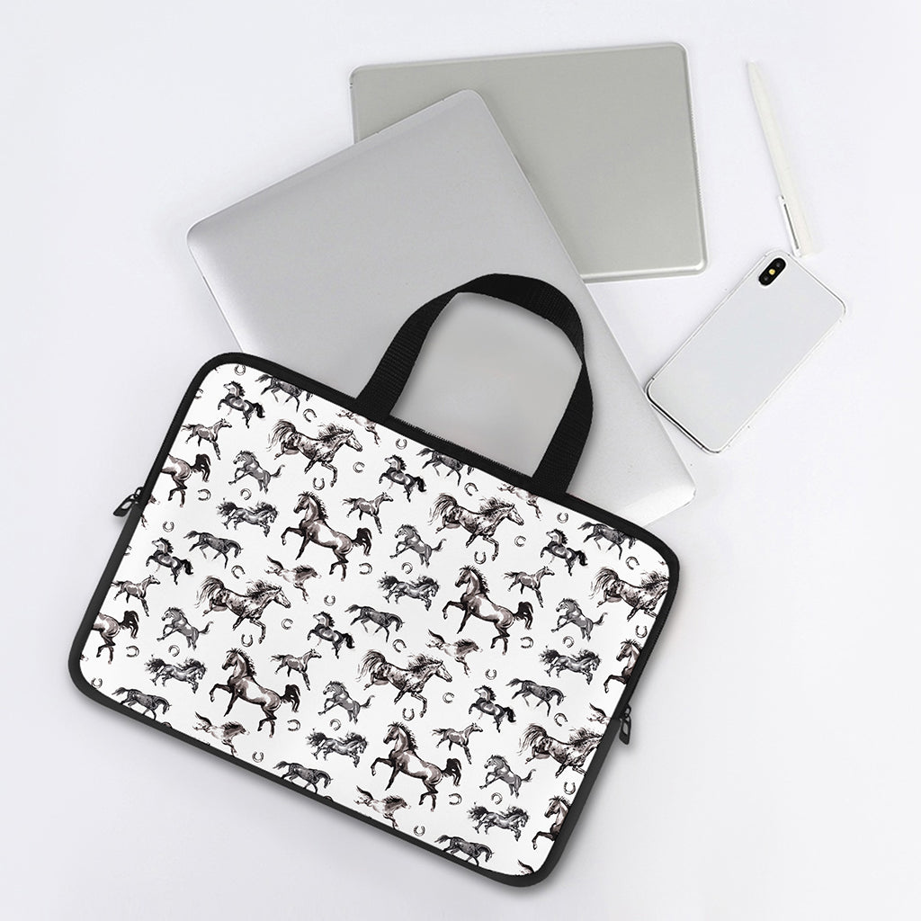Watercolor Horse Pattern Print Laptop Sleeve With Handle