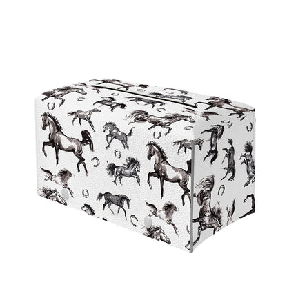 Watercolor Horse Pattern Print Leather Tissue Box Cover
