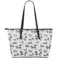 Watercolor Horse Pattern Print Leather Tote Bag With Zipper