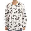 Watercolor Horse Pattern Print Long Sleeve Baseball Jersey