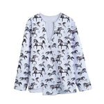Watercolor Horse Pattern Print Long Sleeve Short Coat