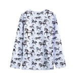 Watercolor Horse Pattern Print Long Sleeve Short Coat