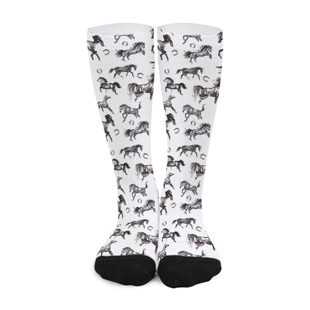 Watercolor Horse Pattern Print Long Socks
