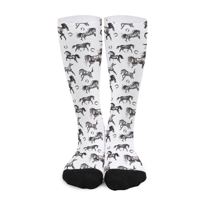 Watercolor Horse Pattern Print Long Socks