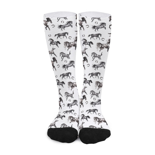 Watercolor Horse Pattern Print Long Socks