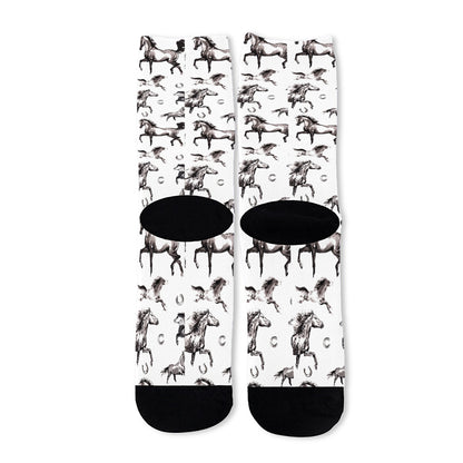 Watercolor Horse Pattern Print Long Socks