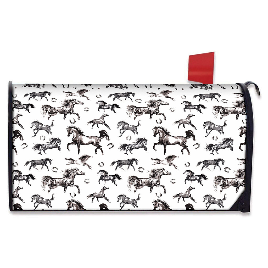 Watercolor Horse Pattern Print Mailbox Cover