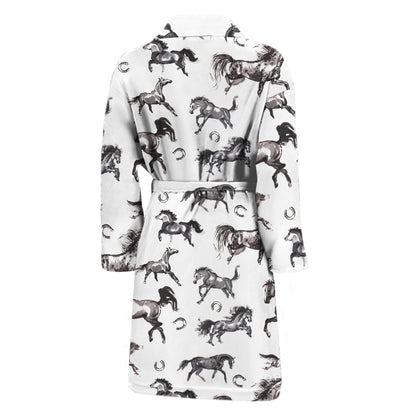 Watercolor Horse Pattern Print Men's Bathrobe