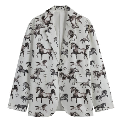 Watercolor Horse Pattern Print Men's Blazer