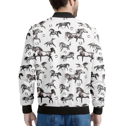 Watercolor Horse Pattern Print Men's Bomber Jacket