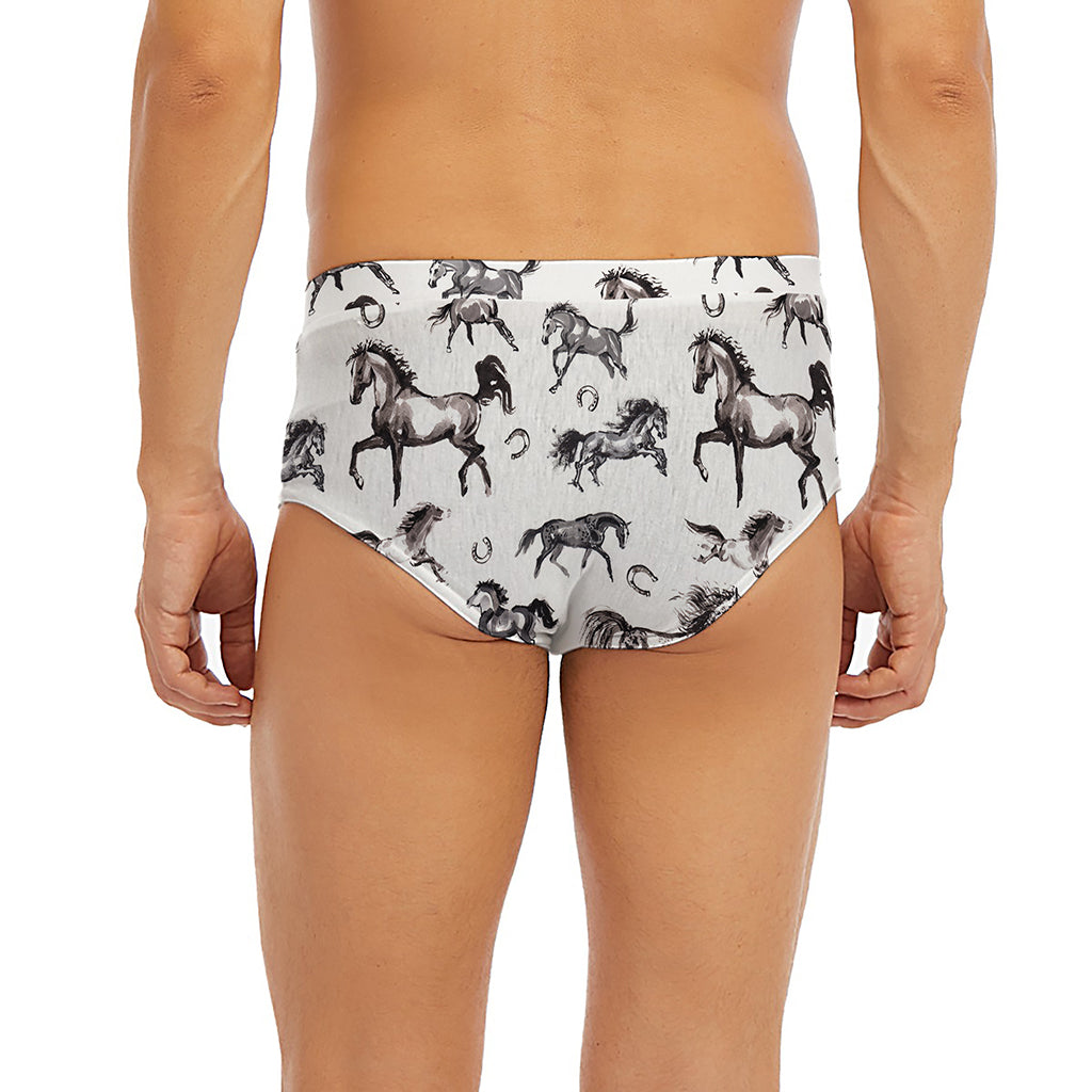 Watercolor Horse Pattern Print Men's Briefs
