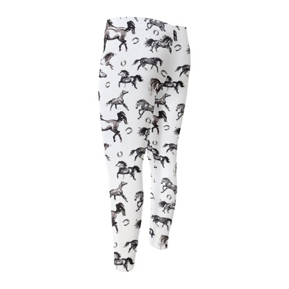 Watercolor Horse Pattern Print Men's Compression Pants